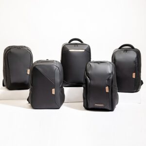Black Leather Laptop Backpack Large Business Backpack