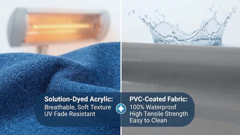 Custom Canvas Awning Manufacturers Acrylic vs PVC Fabric Performance Comparison